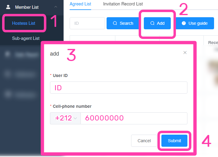 add host dashboard